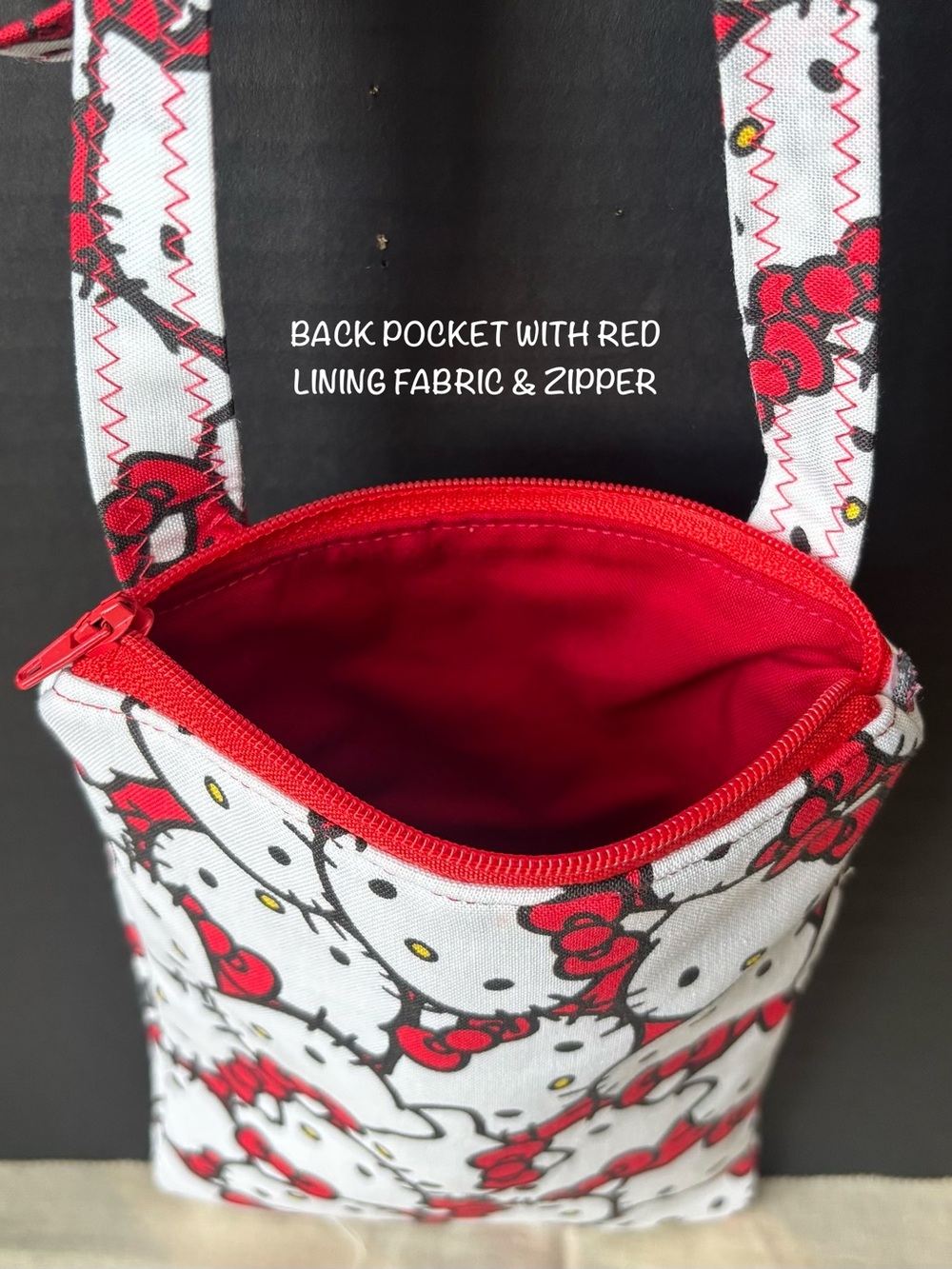 Love That Hello Kitty With Red Bows Quilted Tote & Phone Pouch & coin purse set - Picture 6 of 7